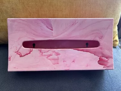 Vintage Fesco Pink Swirl Schwarz Bros. Plastic Tissue Holder Box USA • $28.95