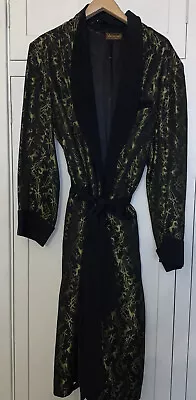 VTG 40s 50 60’s MCM Desmond’s Cal Belted Robe Smoking Jacket Black Gold Brocade • $174.95