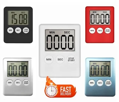 Digital Kitchen Timer Large LCD Cooking Baking Count-Down Up Loud Alarm Magnetic • £3.39
