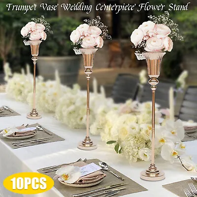 10pcs Flower Vase Stand Metal Corridor Decor Wedding Flower Stand Anti-slip Gold • $142