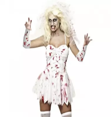 Halloween Ladies Sexy White Zombie Bride Costume Large • £19.99