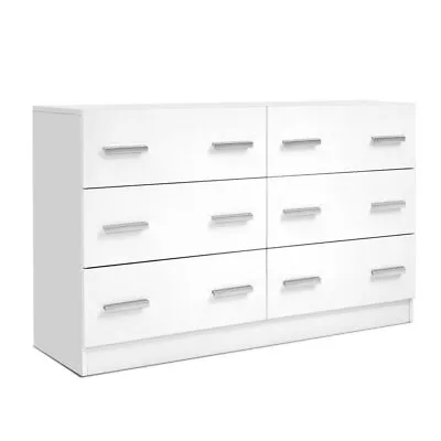 Artiss 6 Chest Of Drawers Dresser Tallboy Storage Cabinet Bedroom White VEDA • $155.95