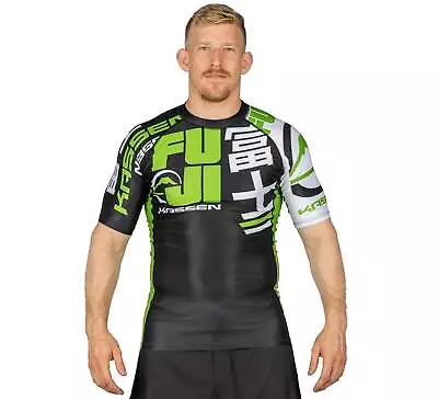 Fuji Kassen MMA BJJ Jiu Jitsu ShortSleeve Short Sleeve SS Rashguard Black Green • $49.99