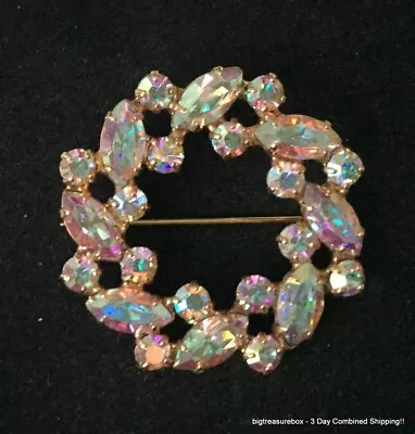 Vintage Brooch Pin Unsigned B. DAVID AB Rhinestone Gold Tone Jewelry Lot Y • $7.50