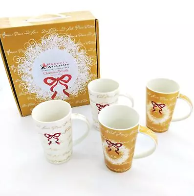 Christmas Mugs Maxwell Williams Wreath Box Set 4 Fine China Cups Coffee Xmas New • $64.95