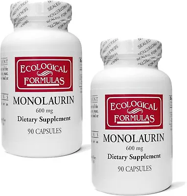 Ecological Formulas 600 Mg Monolaurin - Two Individually Sealed Bottles 180 Coun • $88.99