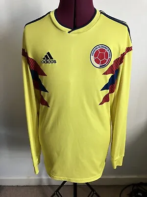 Colombia Home Football Shirt Adidas World Cup 2018/19 Long Sleeve Mens Medium • £19.99