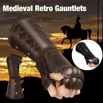 Arm Guard Armor Cuff Leather Bracer Knight Costume Battle Medieval Viking Gloves • $34.09