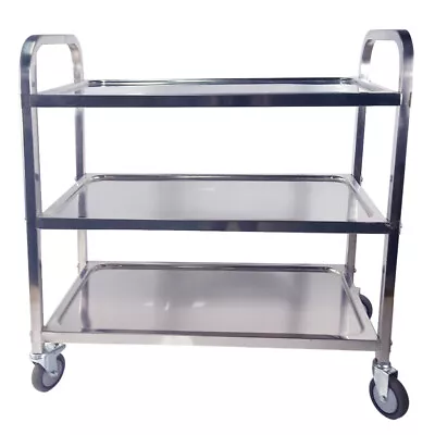 3 Tier Kitchen Trolley Stainless Steel Storage Trolley Cart Service Food Utility • $104.50