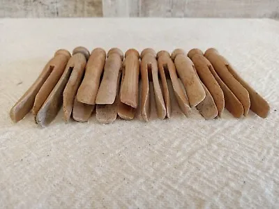 OLD WOOD CLOTHES PINS With GOOD CHARACTER PRIMITIVE ANTIQUE • $9.95