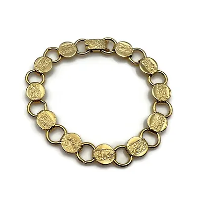 1960's Vintage Sarah Coventry Young And Gay Gold Tone Embossed Fashion Bracelet • $16.99