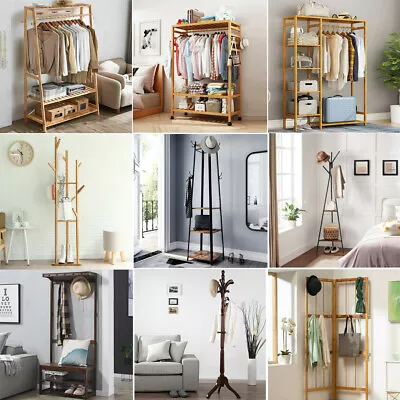 Entryway Hall Tree Coat Rack Clothes Closet Organizer Multi Tier Storage Shelves • $32.99