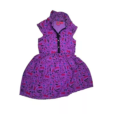 Monster High Girls Size XL 14 16 Purple Dress 2013 Skulls Lined Bats Cap Sleeve • $11.54