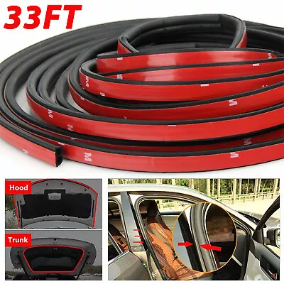 33FT B-Shape Rubber Car Door Seal Strip Hollow Edge Guard Weatherstrip Universal • $9.59