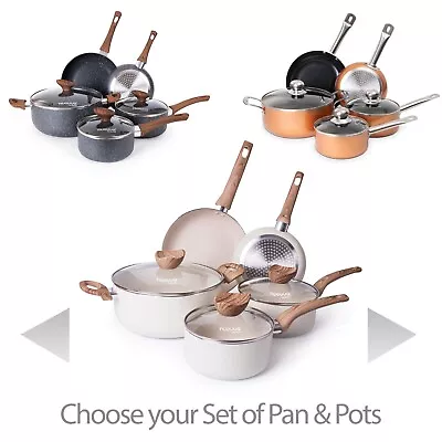 Set Of 8Pcs Pan & Pots Non-stick Induction-compatible Durable - Nuovva • £47.99