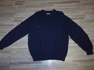 GENUINE The Sweater Shop Dark Blue Irish Knit Cable Sweater Ireland Men's XL • $25