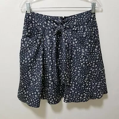 Anthropologie Lil Womens Skirt Diamond Sky Printed Silk Bow Waist Drape Lined 6 • $24.99