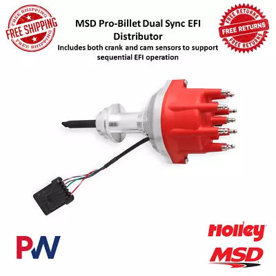 MSD Pro-Billet EFI Dual Sync Distributor Red For Chrysler 273 318 340 360 V8 • $520.97