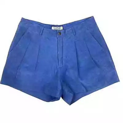 100% Suede Leather Pleated Shorts Womens Size 29 Periwinkle Blue • $25