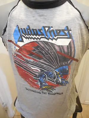 Vintage Judas Priest Shirt Screaming For Vengeance Concert Tour Thrashed Torn 82 • $99.99
