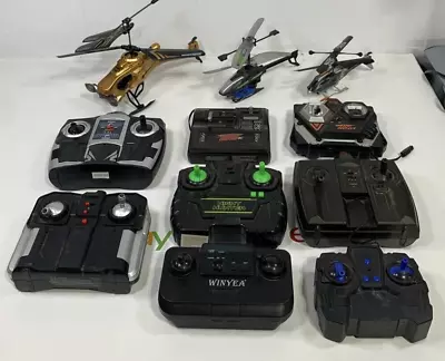 3 R/C Helicopters Plus Extra Remotes Parts Lot: Air Hogs Auldey Winyea - AS IS • $38