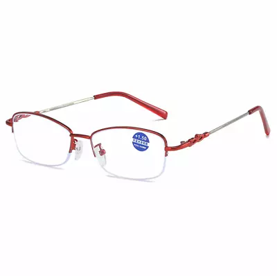 Metal Oval Blue Light Blocking Reading Glasses For Women Half Frame Glasses Hot • $11.23