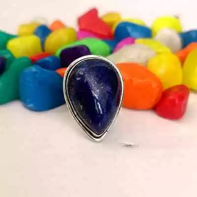 Lapis Lazuli Ring Statement 925Sterling Silver Pretty Love Jewelry All Size AB81 • $13.44