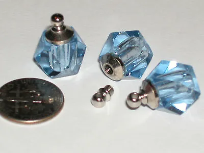 1 Tiny Perfume Oil Vial Pendant Mini Bottle Charm Blue Crystal W/ SCREW CAP Top • £5.09