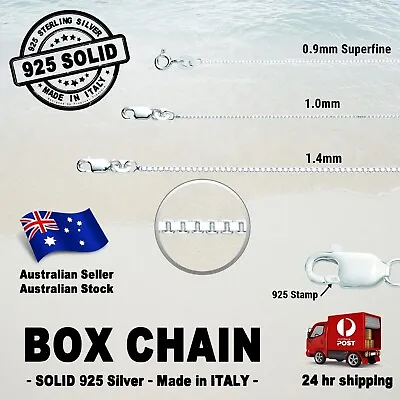 $17.99 • Buy Italian BOX Chain - 100% SOLID 925 Sterling Silver (options)