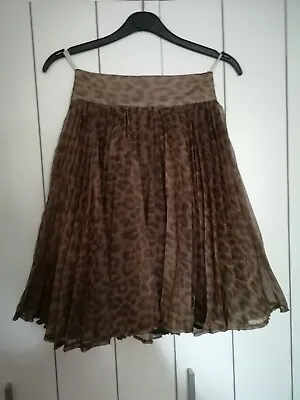 Vintage 80s Leopard Print Pleated Skirt Brown/Black • £5
