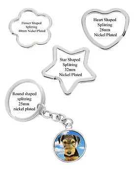 Airedale Puppy Code38 DOME On A Split Ring Keyring - Star Flower Round Heart • £7.99