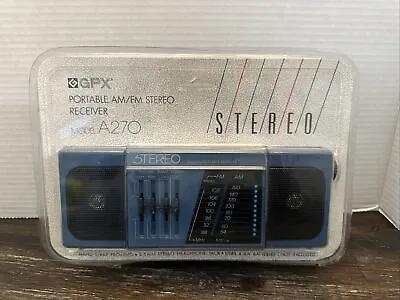 Vintage NIP GPX AM/FM Stereo Receiver Mini Boombox Portable Radio ModelA270Blue • $39.99