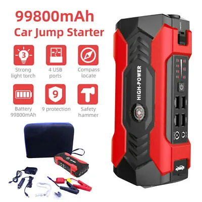 $64.89 • Buy 99800mAh Car Jump Starter Emergency Start Device Battery Power Bank With Charger