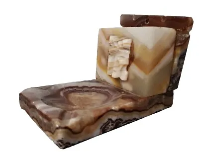 Vintage Incense Holder Mid-Century Modern Italian Square Onyx Marble Ashtray  • £60.81