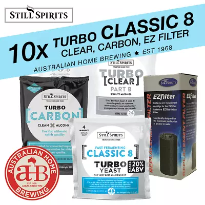 10x Still Spirits Turbo Classic 8 Yeast  Turbo Clear & Turbo Carbon & EZ Carbon  • $256.90