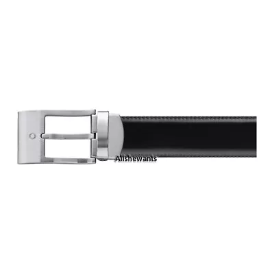 NEW Genuine MONTBLANC Black/Brown Reversible Satin Finish Leather Belt 9788 $310 • $209.95