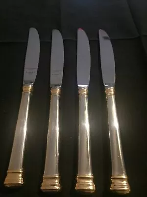 4 Lenox Eternal Gold Dinner Knives Flatware Silver With Gold Trim • $32