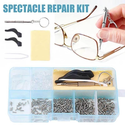 $8.46 • Buy 500x Eyeglass Sun Glasses Watch Repair Kit Screws Nuts Nose Pads Screwdriver Set