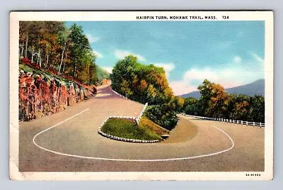 Mohawk Trail MA-Massachusetts Hairpin Turn Antique Vintage Souvenir Postcard • $7.99