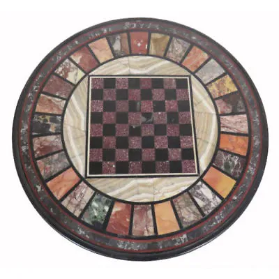 £394.22 • Buy 18  Black Marble Chess Game Table Top Inlaid Multi Stones Pietra Dura Work