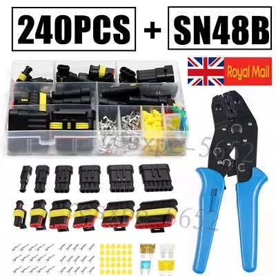 240Pcs 12V Car Wire Connector Plug Electrical Terminal Assortment Waterproof Set • £12.89