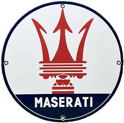 Vintage Maserati Porcelain Sign Oil Gas Dealership Ford Jag Cars Lambo Ferrari • $116.38