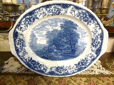 Blue And White Oval Serving Platter Tudor Ware Coaching Taverns 14.5  • £28