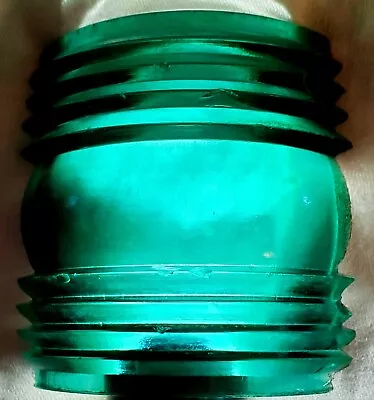 Vintage Aqua 3 1/4  Glass Lamp Lens Boat Ship Marine Lantern • $15