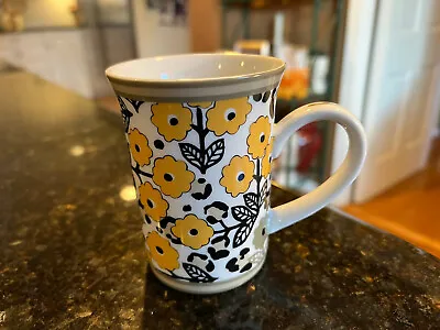 Vera Bradley  Go Wild  Mug Coffee /  Tea Cup Floral Yellow Black Gray RARE • $11.99