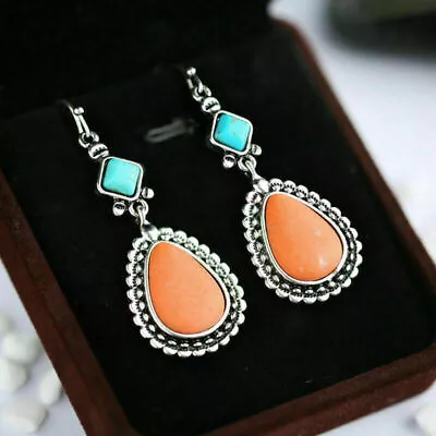 925 Silver Fashion Hook Drop Earrings For Women Turquoise Jewelry A Pair/set • $1.85