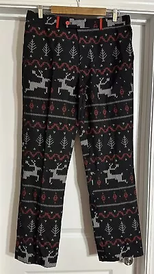 Tipsy Elves Pants Christmas Reindeer 34 Slacks Ugly Sweater Black Red Pockets • $4