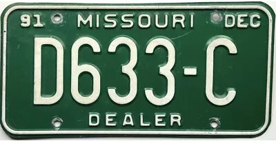 *BARGAIN BIN*  1991 Missouri DEALER License Plate #D633-C • $9.99