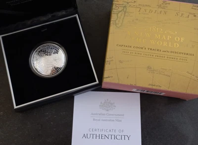 $74 • Buy 2019 Australia 1812 New Map Of The World 1 Oz Silver (.999) $5 Proof Domed Coin