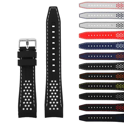 StrapsCo Rubber Perforated Rally Racing Watch Band Silicone Strap W/ Curved Ends • $19.99